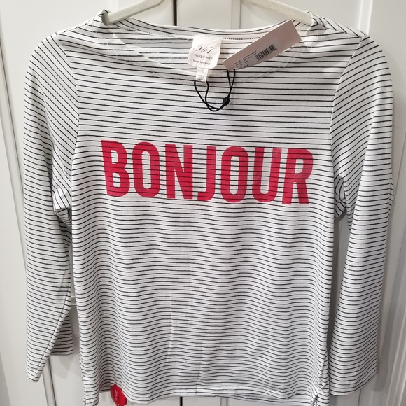 SOLD! NWT Cinq a Sept Maxine Striped Bonjour Top French 3/4 Length Sleeves - Picture 2 of 10